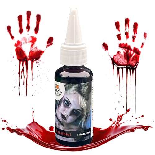 Kunstblut, Blutgel dunkelrot dickflüssig - 30ml Dosierflasche, Fake Blood für Halloween Schminke & Verkleidung von King of Halloween.de