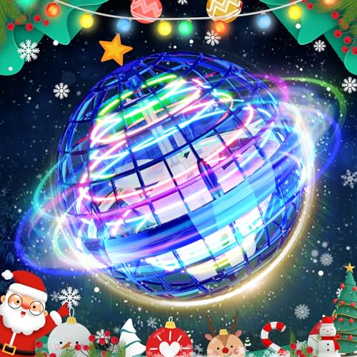 TOMZON Hoverball Fliegender Ball, Magic Spinner Flugball mit LED Lichter, Mini Drohne, Flying Ball, Fliegendes Spielzeug, Boomerang Schwebender Ball, Geschenk für Kinder Jungen Mädchen, Blau