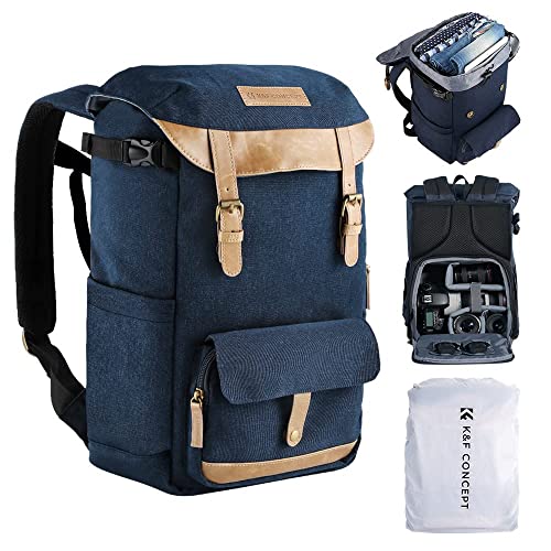 K&F Concept Kamerarucksack Rolltop 20L Fotorucksack Wasserdicht Robuste Rucksack-Stofftaschen aus Stoff für Spiegelreflexkamera Canon Nikon Sony Fujifilm Olympus und 15,6 Zoll Laptop