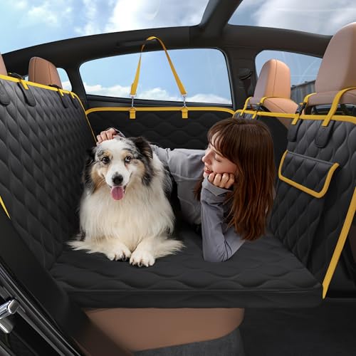 Lesure Hundedecke Auto Rückbank Autositzschoner - Hundesitz Auto Rückbank mit harter Unterseite und 5cm Eierkartonschaum, verbreitert seitenschutz Hundesitzbezug, kratzfeste wasserdicht Autoschondecke