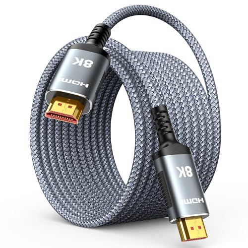 Highwings HDMI Kabel 8K 10M, HDMI 2.1 Kabel 48Gbps Ultra Highspeed 8K@60Hz 4K@120Hz 7680P HDR10 eARC DTS:X 3D HDCP 2.2&2.3, Kompatibel mit PS5/4/3 X-Box HDTV Blu-ray Player