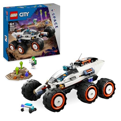 LEGO City Weltraum-Rover mit Außerirdischen, Auto-Set mit Roboter- und Alien-Spielzeug-Figuren, Geburtstagsgeschenk für Jungs und Mädchen ab 6 Jahren, mit 2 Minifiguren und einer Planetenkulisse 60431