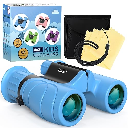 Kizplays® Fernglas für Kinder, 8x21 Starke Vergrößerung, HD Feldstecher Tasche, Vogelbeobachtung, Wandern, Sightseeing, Tierwelt Spielzeug für kleine Jungen Mädchen 4 5 6 7 8 Jahre Geburtstagsgeschenk