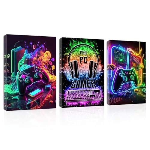 YunBey 3er Gaming Poster für Jugendzimmer mit Rahmen Gaming Wandbilder Bilder Jugendzimmer Jungen für Wanddeko Jugendzimmer Kinderzimmer Wohnzimmer (30x40CM)