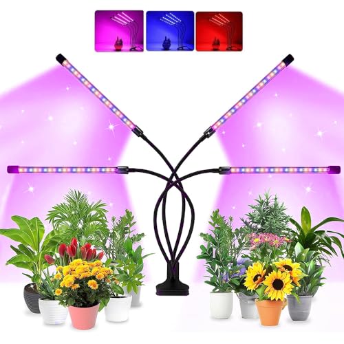 MEISHANG Pflanzenlampe Led Vollspektrum,Pflanzenlicht Zimmerpflanzen,Wachstumslampe für Pflanzen,Grow Lampe mit Zeitschaltuhr 3/9/12 Std,3 Lichter Modi und 10 Dimmstufen,USB Adapter