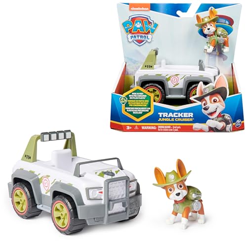PAW PATROL, Jungle Cruiser mit Tracker-Figur (Sustainable Basic Vehicle/Basis Fahrzeug), Spielzeug für Kinder ab 3 Jahren