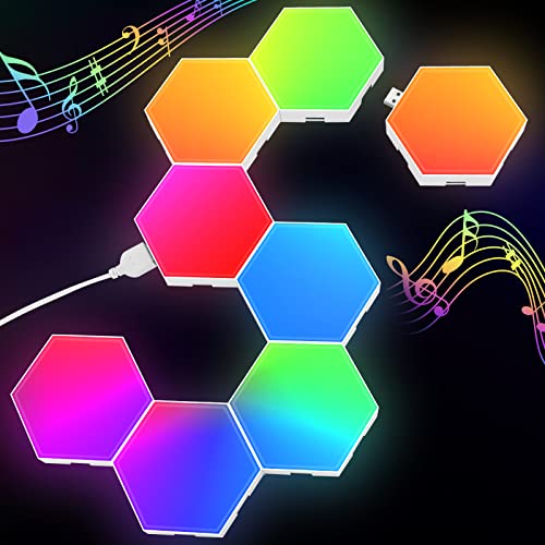 Hexagon LED Panel - RGB Smart Lights Sechseck Wandleuchten Gaming Wand Licht Musik Sync - 8 Pack Lichtpanels Gaming Stimmungslichter Deko