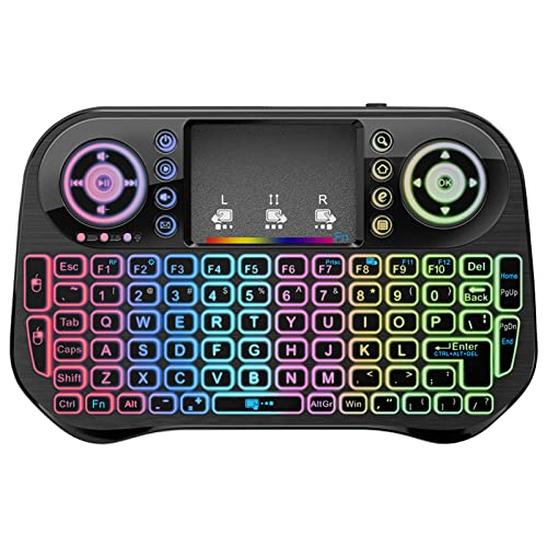 LONGYI I10 Mini Tastatur Wireless mit Touchpad, Mini Keyboard Smart TV Tastatur, Bluetooth und 2.4 GHz USB Kabellos with RGB LED Hinterleuchtet für Android Box/Smart TV/PC/Pad/Xbox/HTPC/IPTV