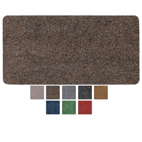 ANRO Fußmatte Schmutzfangmatte waschbar wasserdicht robust Schmutzfänger für Eingang, Haustür, Flur, Küche, Schlafzimmer Poet Größe 40x80cm Carpet Dunkelbraun