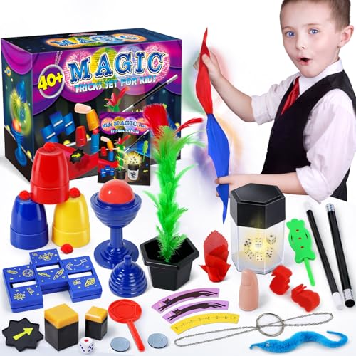Heyzeibo Zauberkasten für Kinder- Anfänger Zaubertricks Set mit Zauberstab & Schritt-für-Schritt-Anleitung, Neuheit Magie Requisiten Zauber Tricks Geburtstag Geschenk für Magier Junge Mädchen