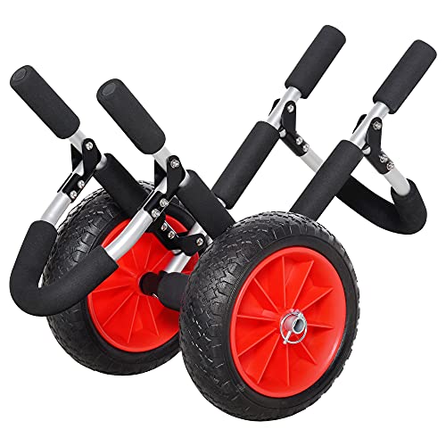 HOMCOM Surfwagen klappbar bis 45 kg AluTransportwagen Kajakwagen klappbar gepolstert Kunstleder-Reifen Bootswagen Surfwagen Bootstrailer Trolley für Surfbrett Board Schlauchboot