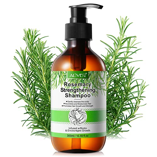 Rosmarin Shampoo für Haarwachstum Rosemary Mint Shampoo, Veganes Rosmarin Shampoo Gegen Haarausfall mit Biotin, Sanfte Reinigung, Reparierendes und Nährendes Kopfhaut Shampoo für Frauen Männer, 300ml