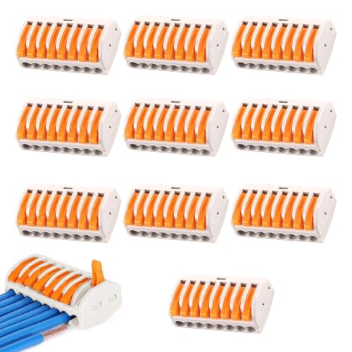 10 Pcs Kabelverbinder,Kabelklemmen Elektro Klemme Mit Betätigungshebel,Verbindungsklemmen 250v 32a Frei Kombinierbar Elektrische Klemmen,Listerklemmen-set 8 Leiter Elektrische Anschlussblöcke