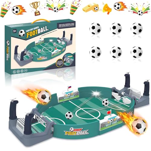 Lonsien Interaktives Tischfußballspiel mit 6 Fußbälle Mini Tischkicker Tischfussball Kinder Fussball Geschenke Jungen Desktop Spielzeug Tisch Fußball Kit für Kinder und Erwachsene