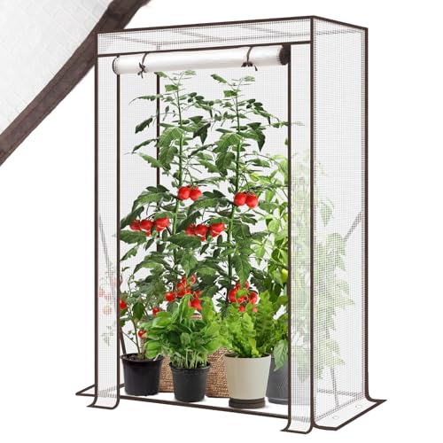 Sekey Gewächshaus Klein 150x100x50 cm, Tomatengewächshaus Foliengewächshaus Tomaten Gewächshaus Balkon Indoor Outdoor - Stabil, Winterfest & Einfach zu montieren, Weiß
