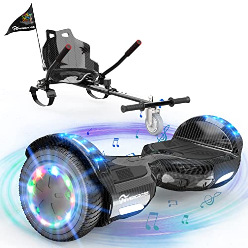 EVERCROSS Hoverboards mit Sitz 6,5' Self Balance Scooter mit Bluetooth LED Hover Board mit Hoverkart für Kinder Jügen Erwachsen Warenlager in DE