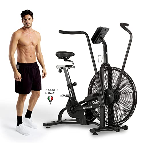 YM AirBike Pro EXTREME Cross Training, Verstärkter Rahmen und Komponenten, Kompatibel mit Herzfrequenzgurten, Integrierter Computer mit LCD-Anzeige und Trainingsprogrammen, Räder, 155 kg