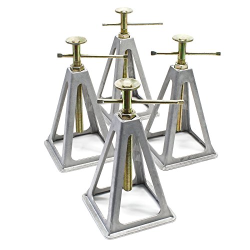 Wiltec 4x Aluminium Stützböcke für Wohnwagen und Anhänger, 160 x 160 x 280 mm, Stützbock höhenverstellbar 28-43 cm, Unterstellbock