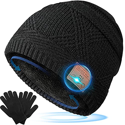 Geschenke für Männer Bluetooth Mütze Männer Geschenke Weihnachten Musik Mütze Mit Bluetooth Kopfhörer Teenager Geschenke Papa Technik Gadgets Frauen Herren Geschenke Geburtstag Schwarz Einheitsgröße