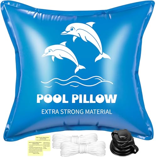ZZXLOPEZ Poolkissen Winter XXL, 120 x 120 cm Luftkissen Poolkissen zur Poolabdeckung, Überwinterung-Frostschutz-Kissen Poolpolster mit Reparaturkit, Blau Poolpolster Winterkissen mit Sicherheitsventil