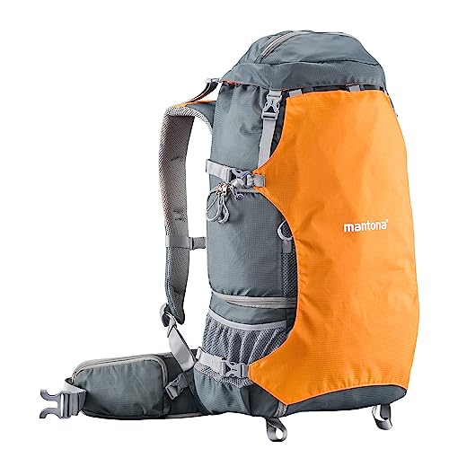 Mantona Kamerarucksack elementsPro 40 - Professioneller Outdoor-Kamerarucksack mit anpassbaren Innenfächer, viel Stauraum für Kamera und Zubehör, Laptop bis 14 Zoll, inkl. abnehmbarer Regenhülle