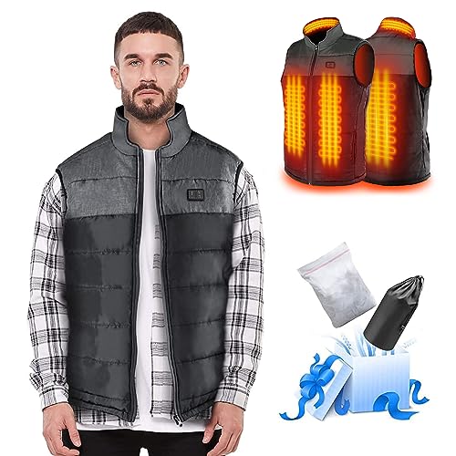 AFUNSO Beheizte Weste Damen/Herren, Leichte Outdoor Heizweste, Temperaturkontrolle Heizzonen Beheizbare Jacke Heizjacke mit Beheizter Kragen(Batterie Nicht inbegriffen/Ausgang 5V / 2A oder höher)