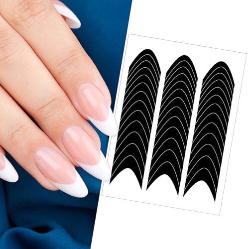 1560 Stück French Nails Schablone French Nails Stempel Maniküre Aufkleber French Schablonen Gelnägel Schwarze Maniküre Sprühlackierungsaufkleber Selbstklebende Für Diy Dekoration Schablone Werkzeuge