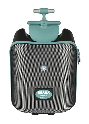 BÉABA & Micro Mobility, 2-in-1 Kabinenkoffer mit Sitz für Kinder, ab 4 Jahren, erweiterbar, große Öffnung, Kapazität 22 l, mehrere Fächer, praktisch und handlich, Luggage Eazy blau