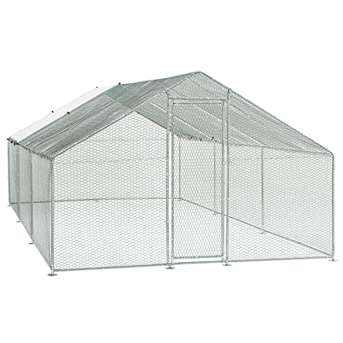 Juskys Freilaufgehege 3x6x2m - Hühnerstall aus Metall begehbar mit 18 m² Lauffläche, Tür & Riegel - Freigehege für Hühner, Kleintiere & Pflanzen