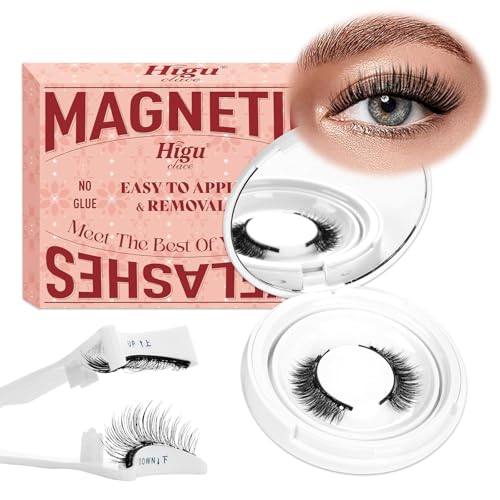 Higu clace Magnetische Wimpern,Magnet Wimpern Ohne Eyeliner,Wimpern Magnetisch Natürlicher Look,Magnetische Wimpern mit Applikator,Kein Kleber erforderlich Wimpern Magnetic(KIT-A)