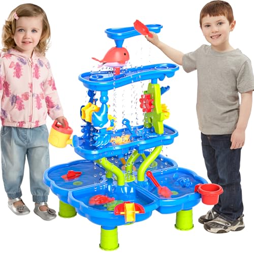 Doloowee Wassertisch Spielzeug für Kinder, Wasserspieltisch Outdoor Strandspielzeug, Sommer-Wasserspielzeug für Jungen und Mädchen 3 4 5 6 7 8 Jahre alt