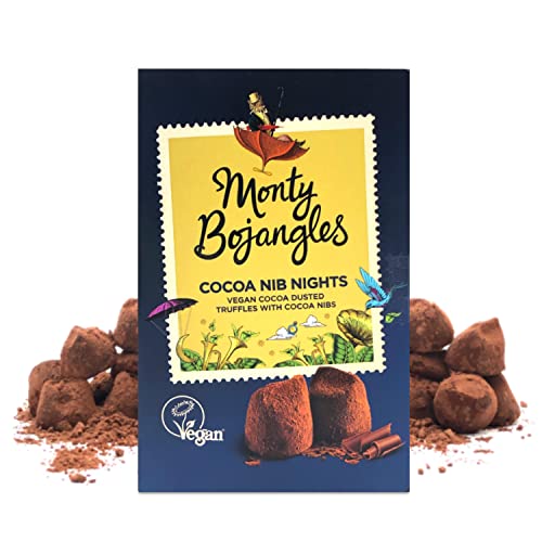 Monty Bojangles Vegane Schokolade | Vegane Schokoladentrüffel mit Kakaopulver und Kakaonibs, 180 g