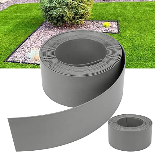 Ansobea Rasenkante Kunststoff Leicht zu Verarbeiten, Rasenkantenband aus stabilem Plastik, UV und Witterungsbeständig, Rasenmähkante für Blumenbeet, Raseneinfassung Unsichtbar 10m x 12.5cm(LxH), Grau