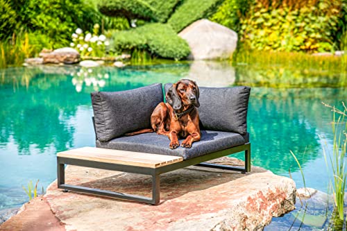 greemotion Hundebett aus Aluminium mit Kissen und Ablagefläche, 100 x 45 x 70 cm