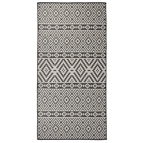 vidaXL Outdoor Teppich Flachgewebe Witterungsbeständig UV-beständig Außenteppich Balkon Terrasse Garten Swimming Pool 100x200cm Schwarz Gestreift
