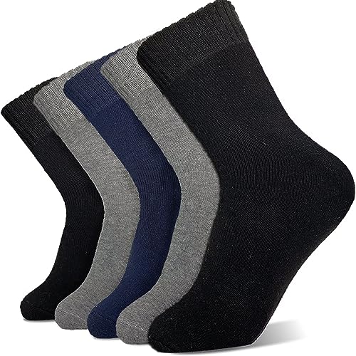 Hocerlu Warme Socken Herren, Thermosocken Dicke Wintersocken Frotteesohle WanderSocken WollSocken Geschenke für Herren im Winter 5 Paar - Gemütlich und Atmungsaktiv, EU-Größe 39-45