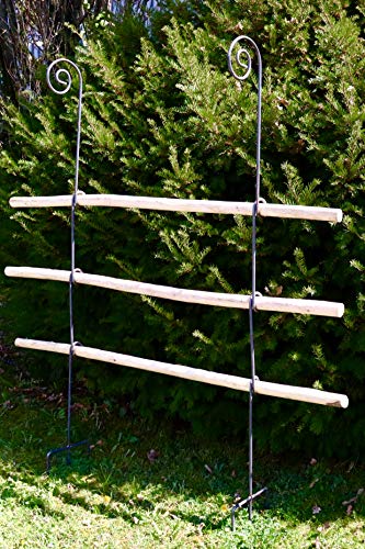 Rankgitter aus Holz/Metall stabil und freistehende Dekoration für den Garten in Naturrost als Rankhilfen für Kletterpflanzen Rosen Himbeeren Höhe 170 cm