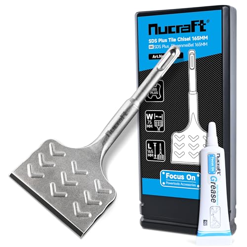 Nucraft SDS-Plus Fliesenmeißel, 165 mm x 75 mm, 25° gebogener Schabermeißel zum Entfernen von Keramik & Fliesen