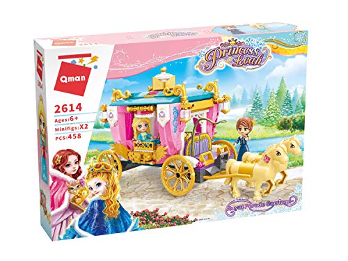 Qman 2614 Königliche Kutsche Princess Leah Schloss Klemmbaustein-Set für Mädchen Kinder ab 6 Jahre