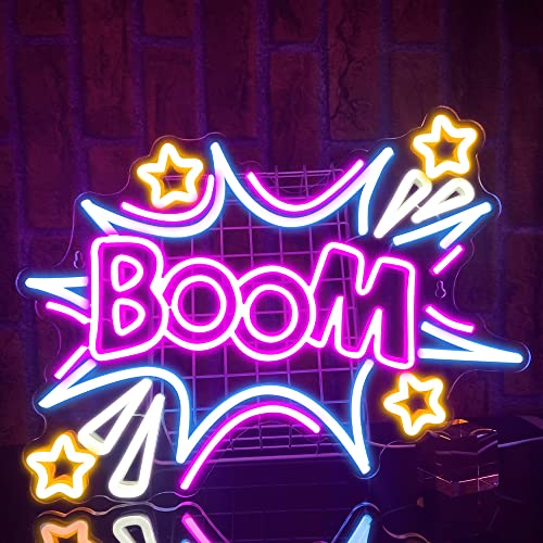 PILOYINDE Boom Neon Schild Coole und farbenfrohe Led Schilder USB-betriebene Neonschilder für Schlafzimmer Restaurant Bar Party Wanddekoration