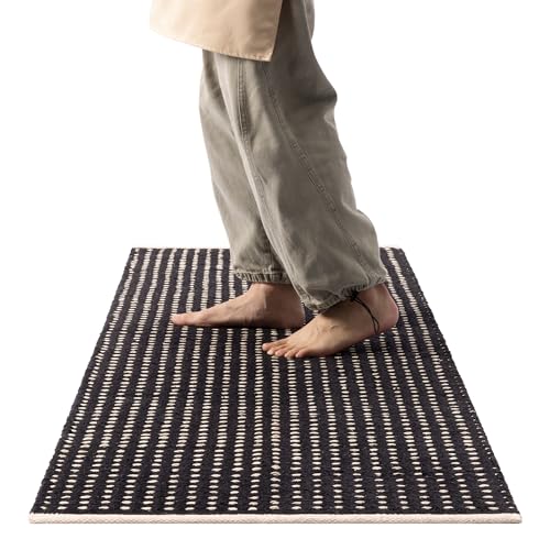 HOMELEVEL Küchenteppich waschbar rutschfest - Küchenläufer 60x180cm - Teppich Küche - Küche Teppich - Küchenmatte Teppichläufer - Läufer Küche Flur - Schwarz
