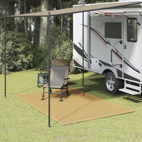 Myheimly Zeltteppich Wetterbeständig Vorzeltteppich Zeltboden Campingteppich Vorzeltboden Vorzelt Camping Boden Outdoor Teppich Sandfarbe 250x200 cm HDPE