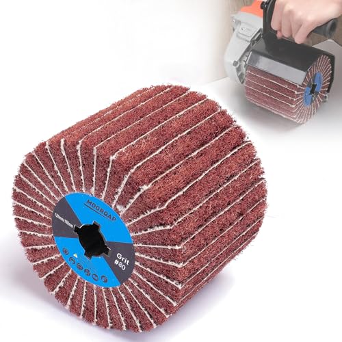 MOGRQAP Schleifwalze Bürste Körnung 80 Schleifhülsen, Schleifrolle Bürste mit Schleifpapier Schleifwalzen für Satiniermaschine Bürstmaschine Holz Metall Oberfläche Polieren