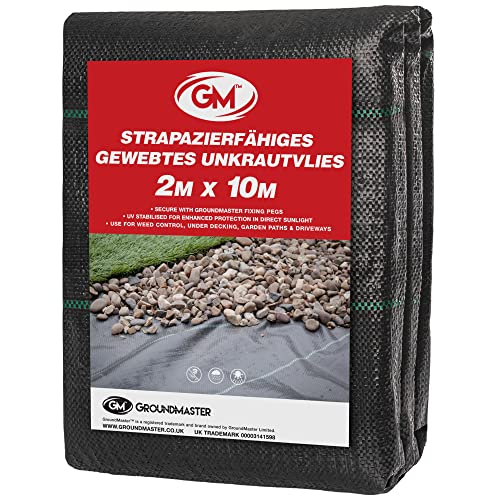 GroundMaster Unkrautvlies Extra Stark (2 m Breit x 10 m Lang) - 100g/m² Unkrautvlies Wasserdurchlässig, Bodengewebe Unkrautflies für Garten, Hochbeet, Einfahrt usw., Anti Unkrautvlies Pflanzfolie