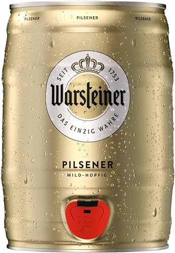 Warsteiner Premium Pilsener 5 L Bierfass mit Zapfhahn, Partyfass, Pfandfrei (1 x 5 l Partyfass)