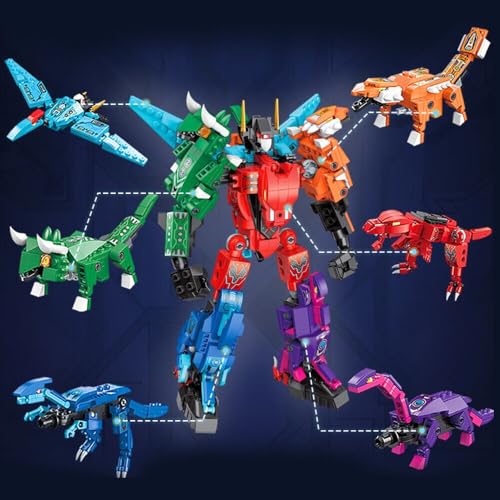 QMAN 41105-6-in-1 Tyrannosaurus Warlord - Kreatives Dinosaurier-Bauset mit 512 Teilen, Kompatibel mit Anderen Marken, STEM-Spielzeug für Kinder ab 6 Jahren