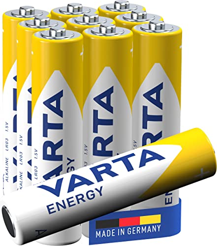 VARTA Batterien AAA, 10 Stück, Energy, Alkaline, 1,5V, Verpackung zu 80% recycelt, für einfachen Grundbedarf, Made in Germany