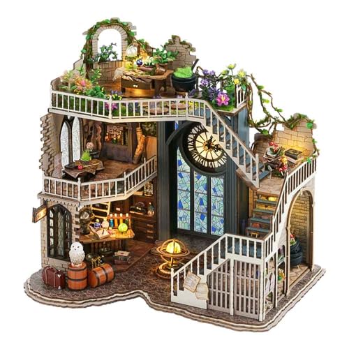 CUTEBEE Puppenhaus Miniatur Haus mit Möbeln, DIY Puppenhaus Bausatz Plus Staubschutzhülle 1:24 Maßstab Kreativzimmer für Valentinstag Geschenkidee