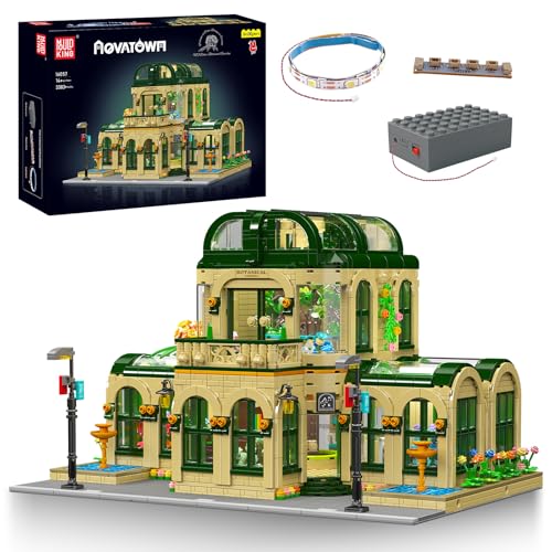 Mould King 16057 MOC - Großer Botanischer Garten Haus Bausteine Bausatz, Kreativität 3383 Teile Modular Botanischer Garten Modell LED mit Beleuchtung Architektur Modell, Klemmbausteine Bausatz