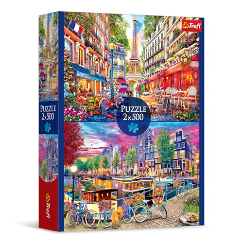 Trefl – Puzzle 2in1: Europäische Hauptstädte - 2 x 500 Teile - Set aus Zwei Puzzles, DIY, kreative Unterhaltung, für Erwachsene und Kinder ab 10 Jahren
